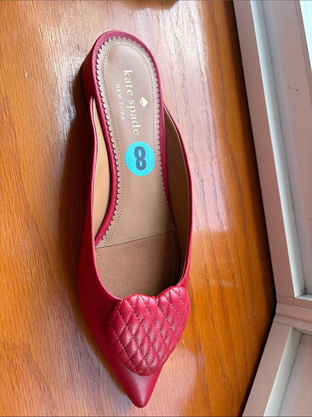 kate spade Red Quilted Heart Pointed-Toe Mule - Picture 3 of 3
